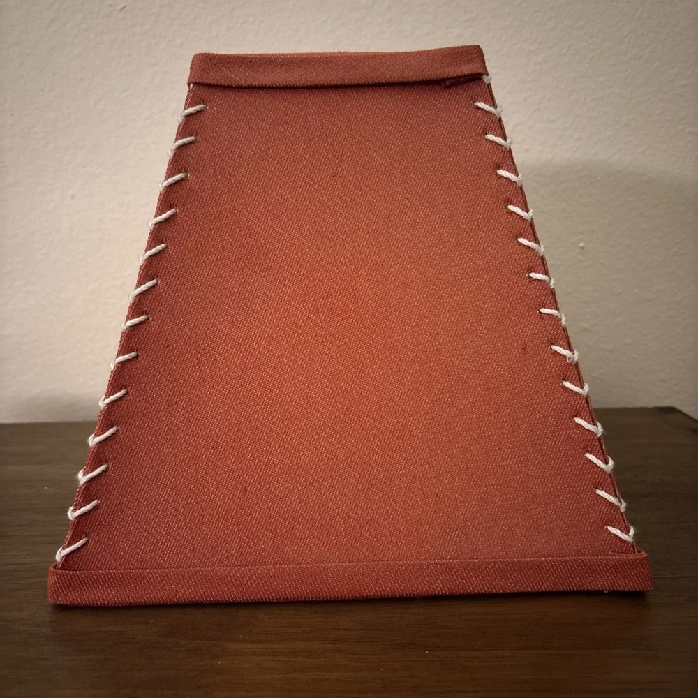 Vintage 1980s Red  Denim Lamp shade Oriental Style Big Stitching Lamp Shade 8.5